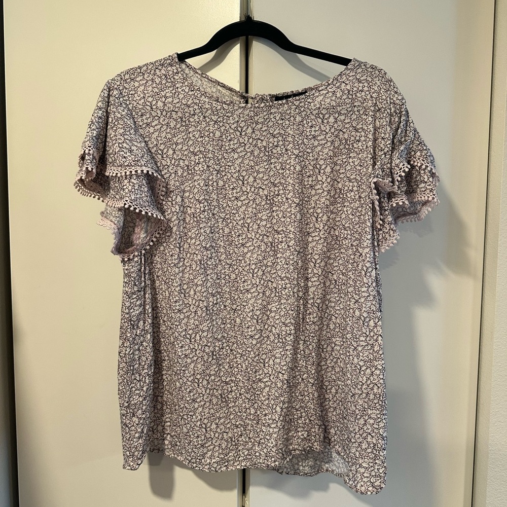 Angels XL Floral Lace Trim Women's Top